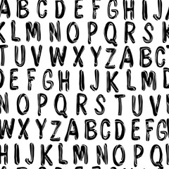 Hand Drawn Alphabet. Seamless Pattern
