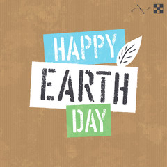 Earth day lettering on cardboard vector texture