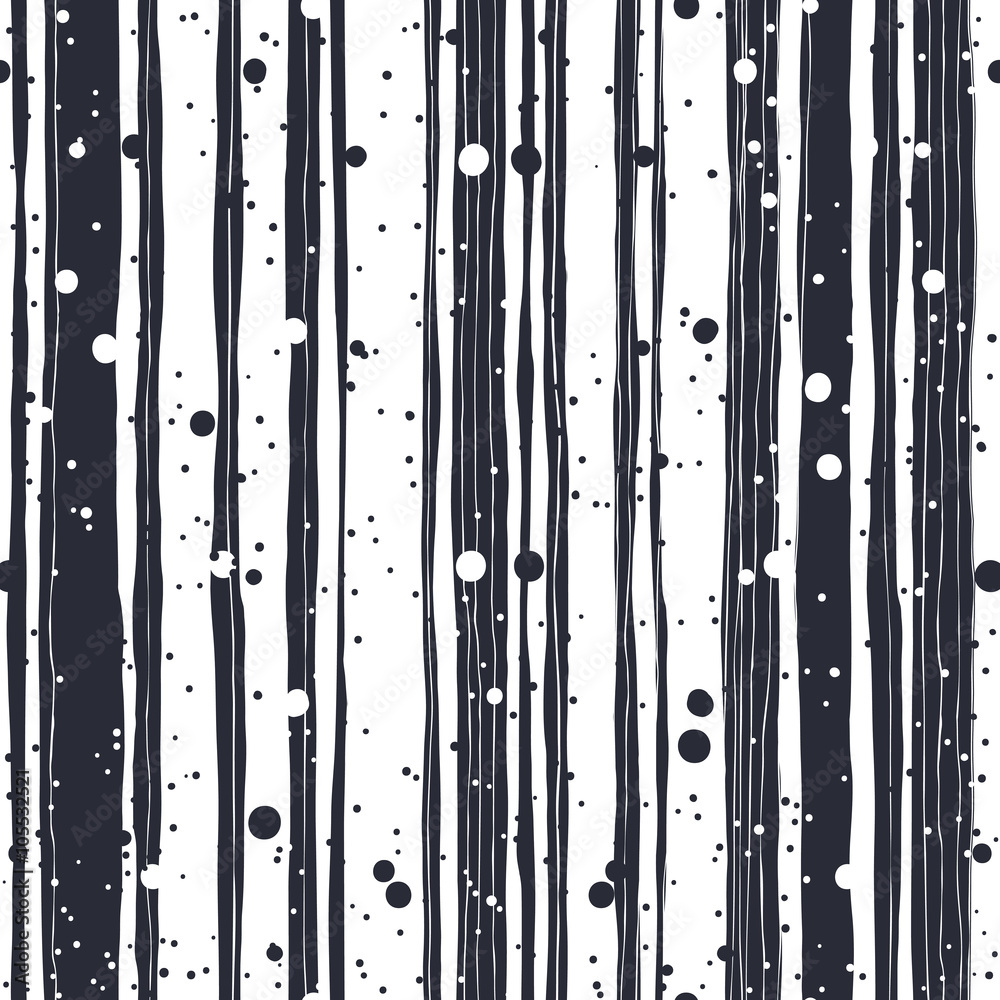 Poster abstract hand drawn seamless pattern with black and white lines