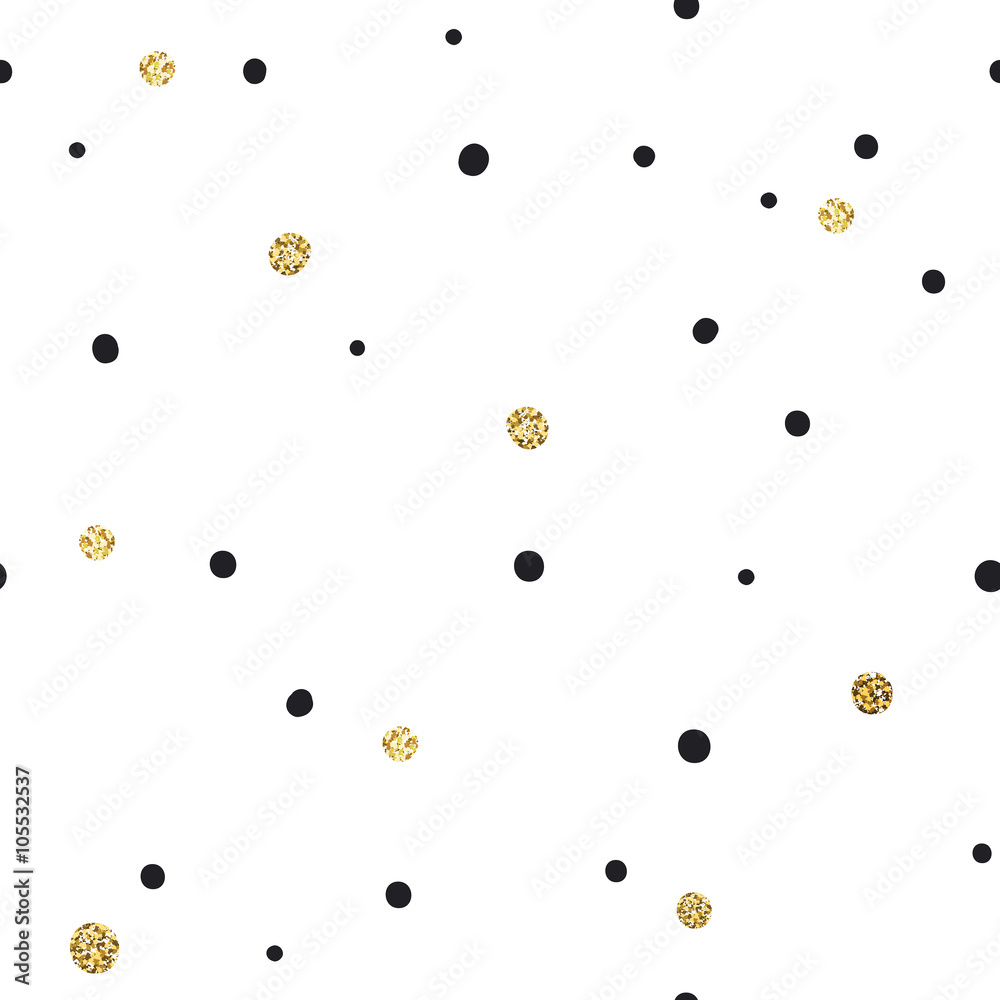Aufkleber Abstract Seamless Pattern on White Background with Black and Gol