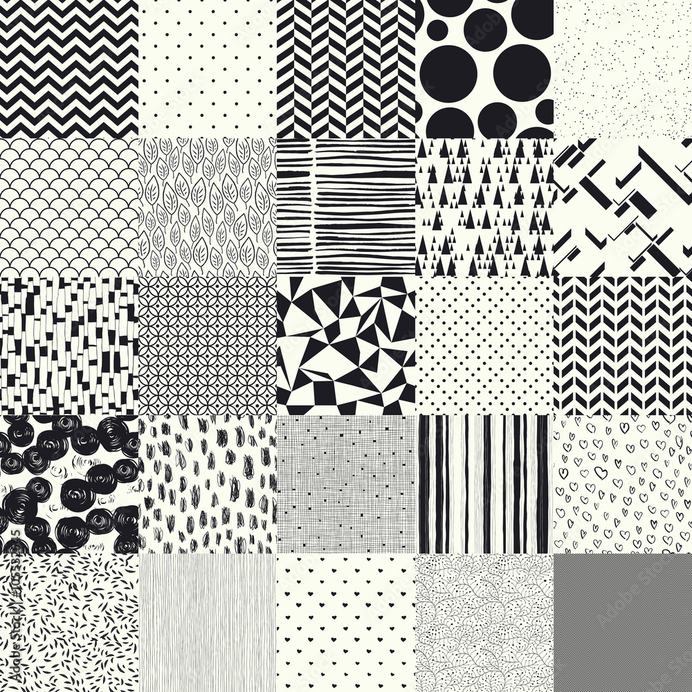 Poster 25 seamless different vector patterns.