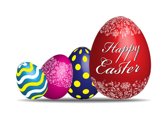 colorful Happy easter eggs on the white background. vector illustration