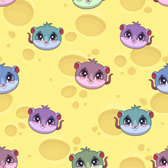 Fanny seamless pattern with little cartoon mice