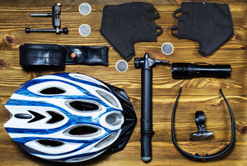 Items replacements and tools for a safe cycling. - obrazy, fototapety, plakaty