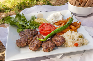 Turkish meatballs and garnish
