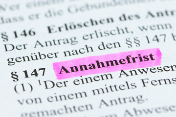 Obraz premium §147 Annahmefrist