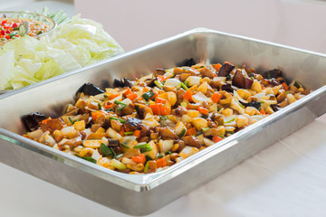 Top view of Thai food spicy sauce with vegetable