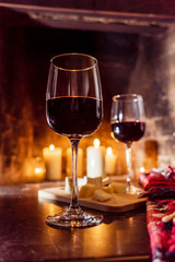 wine and a fire