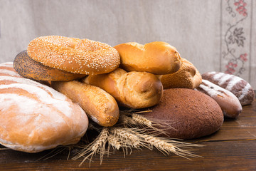 Group of different breads in pile