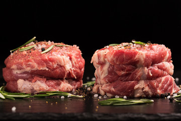 Grilled Steak Meat on the dark surface