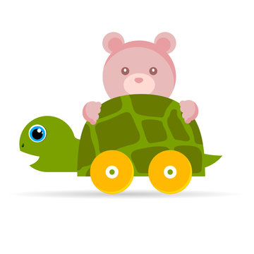 baby toys turtle with teddy illustration