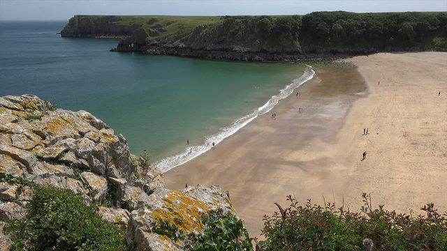 People on Barafundle Beach, Stackpole, Pembrokeshire, Wales