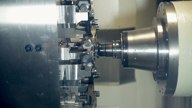 Hi-tech industrial equipment mde by modern Lathe Machine CNC. HD.