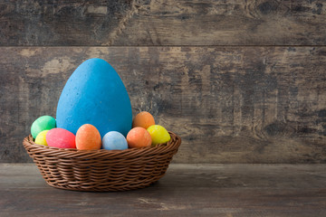 Traditional Easter eggs in a basket
