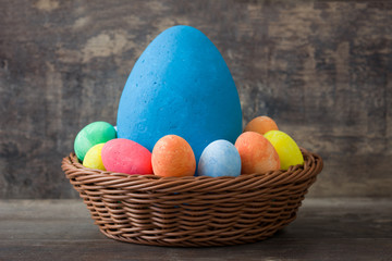 Fototapeta na wymiar Traditional Easter eggs in a basket 