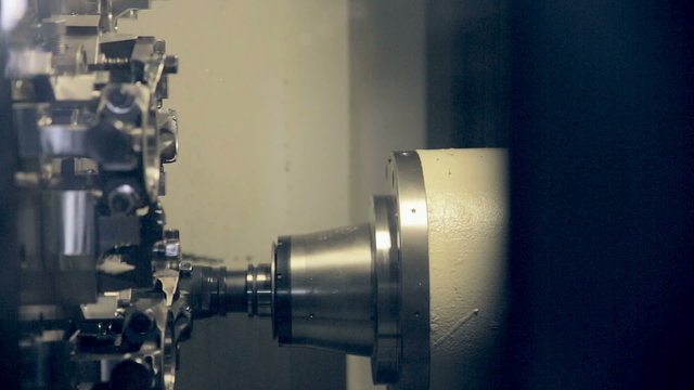 Hi-tech industrial equipment mde by modern Lathe Machine CNC. HD.