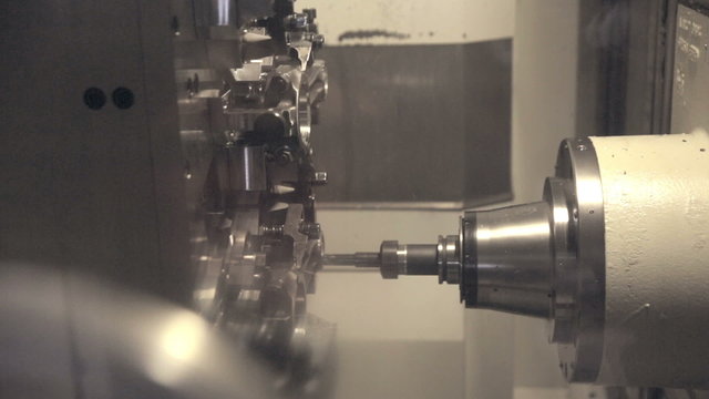 Hi-tech industrial equipment mde by modern Lathe Machine CNC. HD.
