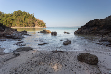 Fototapeta na wymiar Caribbean rocky beach, landscape,Costa rica