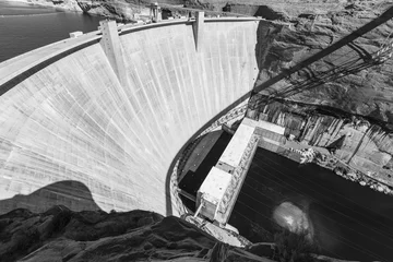 Papier Peint photo Barrage Barrage de Glen Canyon Arizona noir et blanc