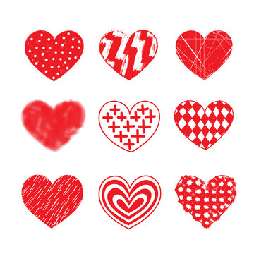 Vector hearts. Set of heart sketches.