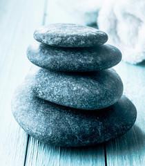 Stack of smooth spa stones