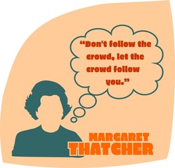 Vintage woman silhouette. Margaret thatcher text