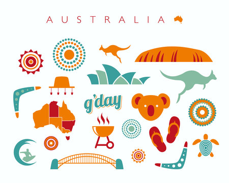 Australia Icon Set - Vector Illustration
