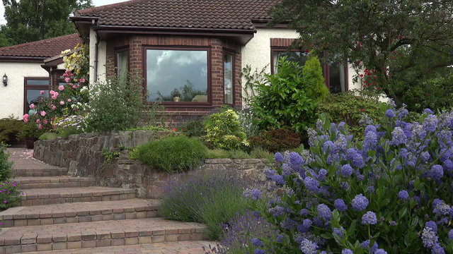 Front garden and path of bungalow, England
