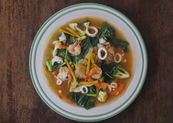 Rice noodles seafood