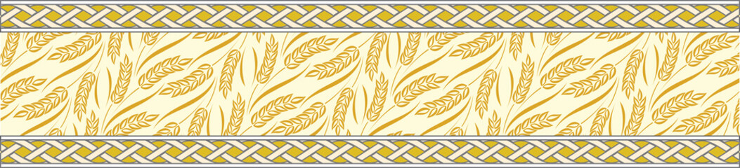 Wheat theme ornamental ribbon border.
