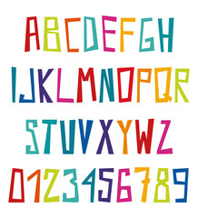 alphabet colorful font and numbers