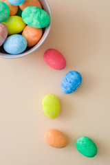 Easter eggs on a beige background
