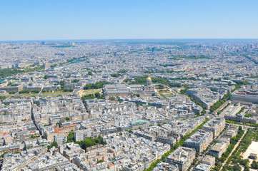 Obraz premium Aerial view of Les Invalides in Paris, France