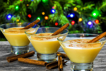 fresh homemade  eggnog with cinnamon