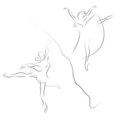 Plakat sketch dancers on a white background, vector illustration