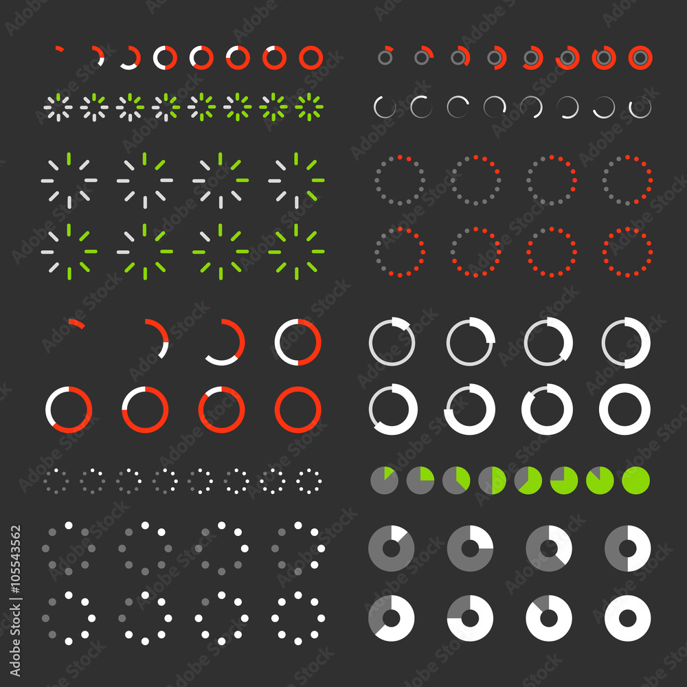 Poster Different interface loaders. Vector elements and pictograms coll