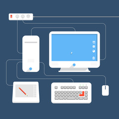 Interior of working place. Graphic designers place