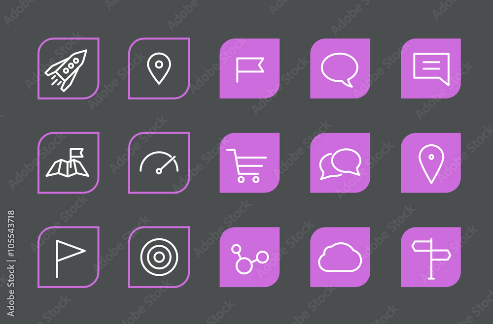 Poster modern web and mobile application pictograms collection. lineart