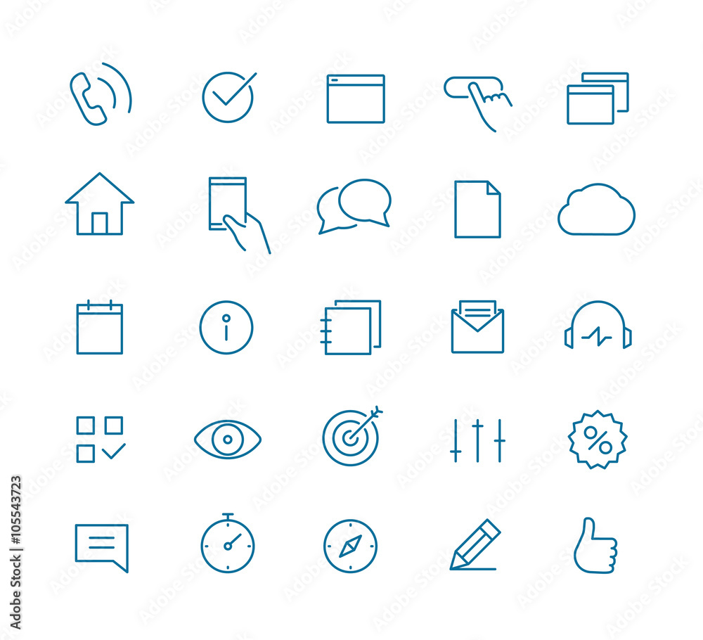 Aufkleber modern web and mobile application pictograms collection. lineart