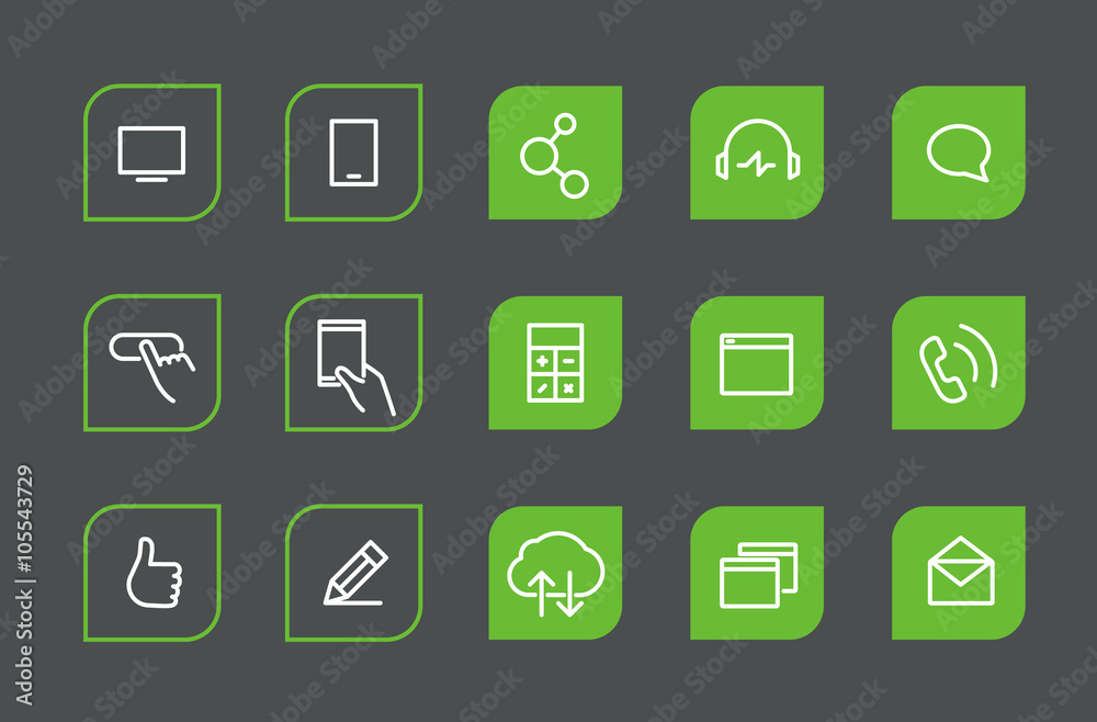 Aufkleber Modern web and mobile application pictograms collection. Lineart