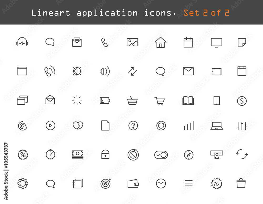 Aufkleber Modern web and mobile application pictograms collection. Lineart
