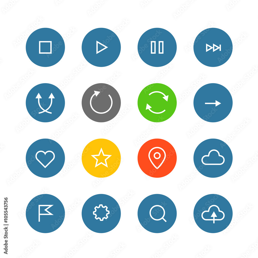 Poster interface color pictograms vector collection