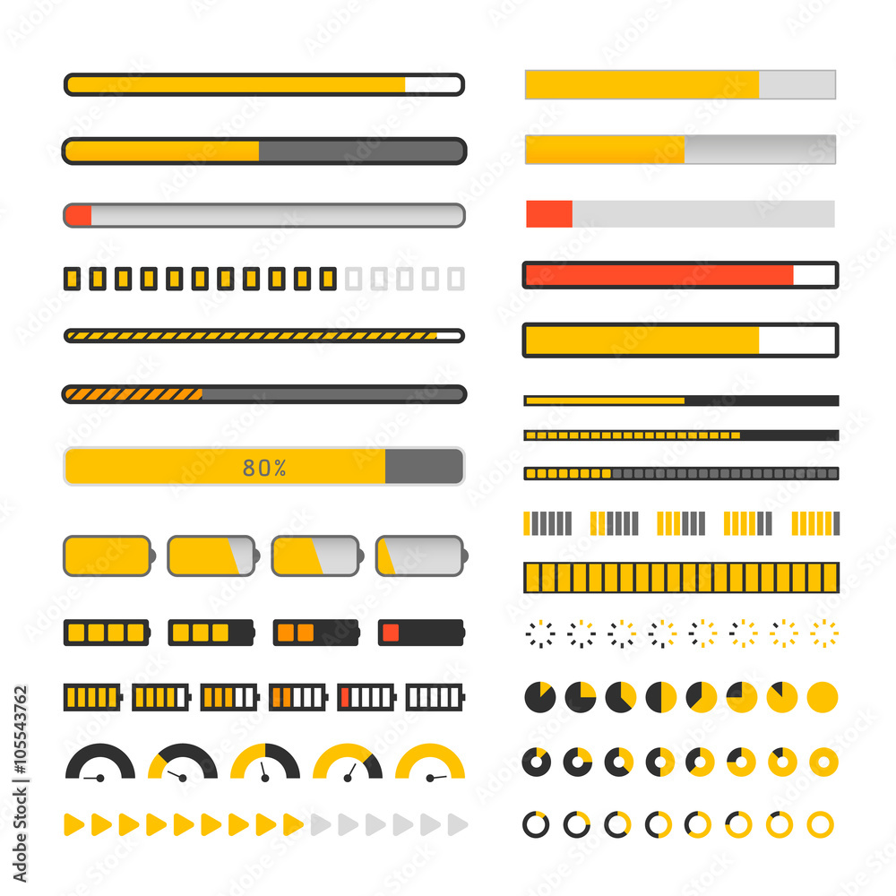 Poster Different style trendy interface vector progress bars collection