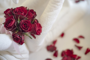 wedding background with red rose