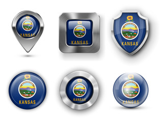 Naklejka premium USA State Flag Badges
