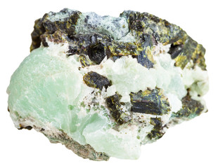piece of Prehnite stone with Epidote crystals