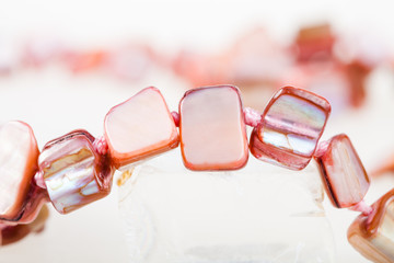 necklace from pink nacre gem stones