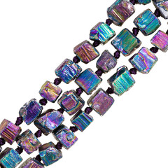 strings of beads from rainbow pyrite gem stone