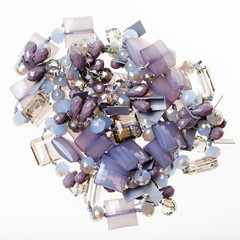 tangled necklace from plastic, glass, zircon beads