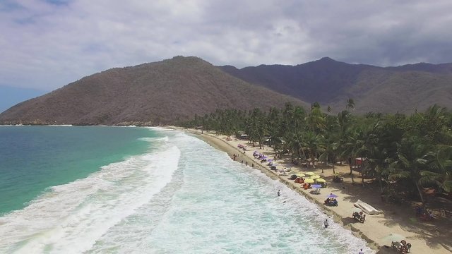 Aerial view of Cata Bay beach. Venezuela. Bahia de Cata.